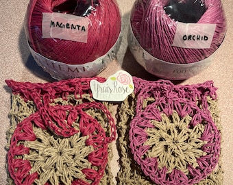 Hemp Crocheted Soap Saver Pouch & Face Scrubber Set