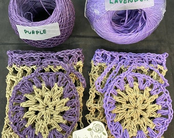Hemp Crocheted bath products 100% Hemp fibers Face Scrubbers & Soap saver Pouches Soap bag Artisan Handmade Made in USA