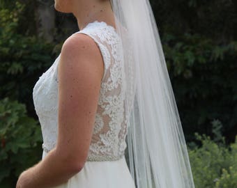 Kristin, Chapel Length Veil, Cut Edged Veil, Bridal Veil, Classic Veil, Made-to-order Veil, Custom-Made Veil