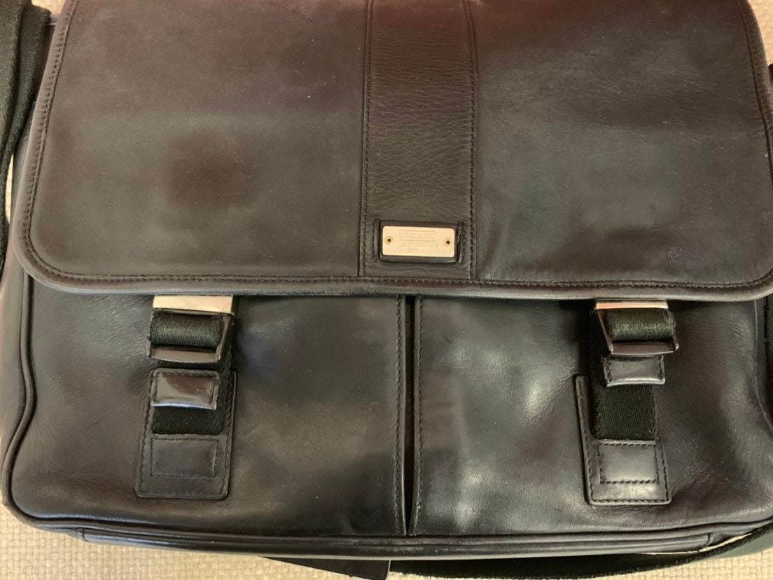 Coach Messenger Bag Black Leather Coach Purse Coach Bag Unisex Etsy