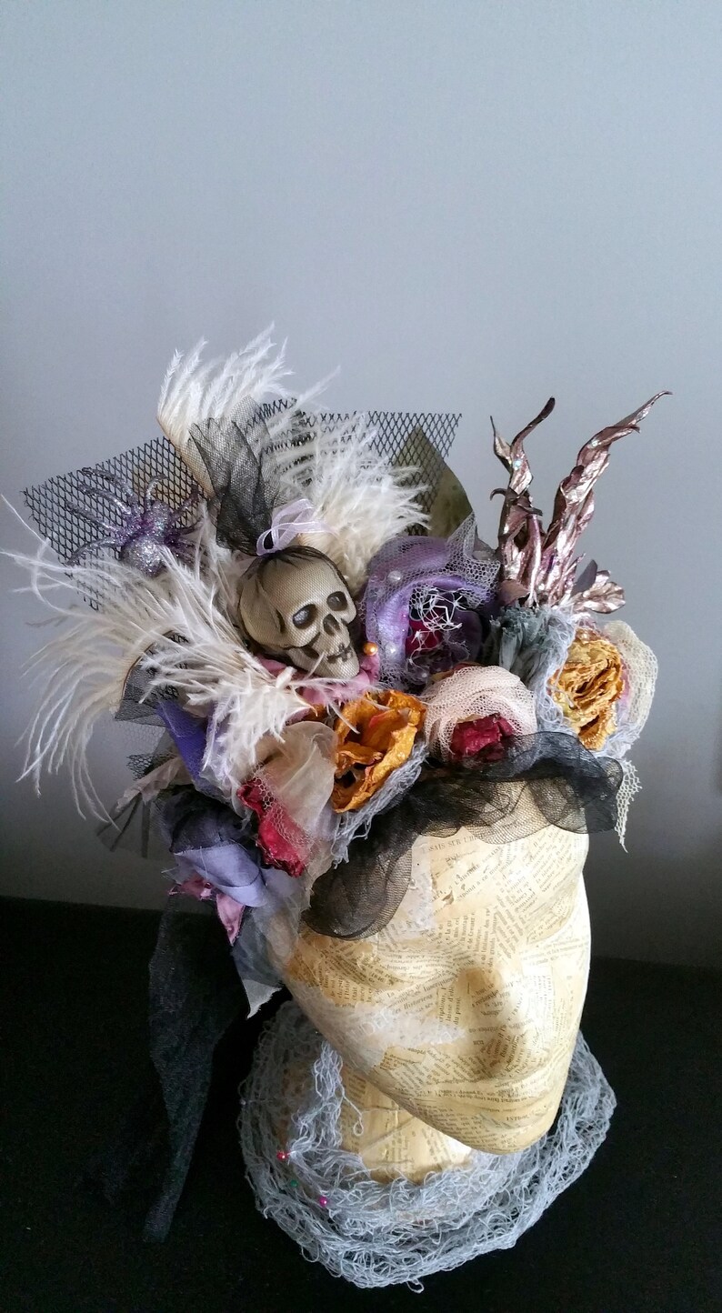 Headdress Tribal Headwear Skull Vintage Gothic Crown Halloween Headband Fantasy Headwear Tiara Sorcery Witchcraft Wizardry
