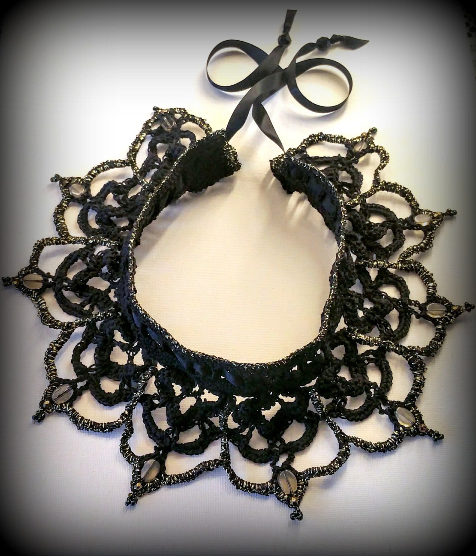 Handmade Crocheted Elegant Victorian Collar Necklace Choker Etsy
