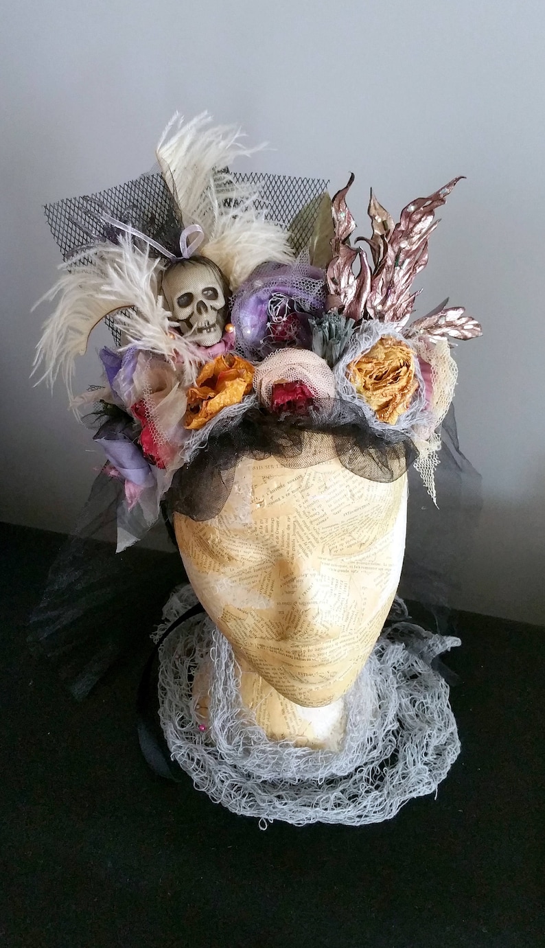 Headdress Tribal Headwear Skull Vintage Gothic Crown Halloween Headband Fantasy Headwear Tiara Sorcery Witchcraft Wizardry