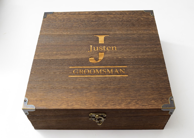 Gift box, Groomsmen gift box, Keepsake gift box, grooms gift box, wooden gift box, gift for him, grooms gift, rustic box L (24x24x8.5cm)