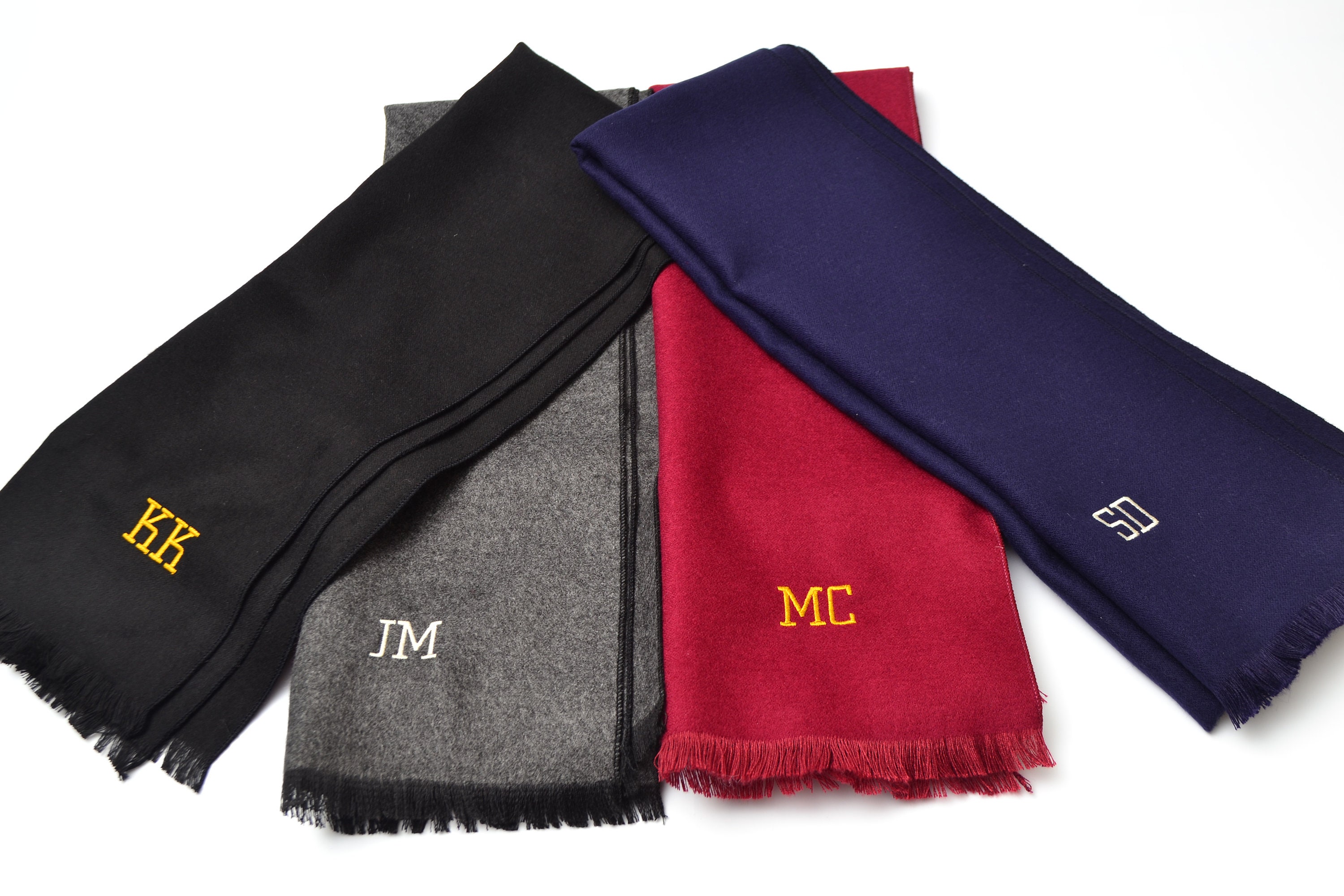 Personalized Viscose Scarf: Embroidered Initial Winter Scarf