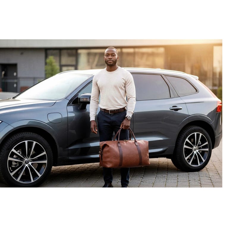Personalized Travel Bag Set: Men's Duffle & Wash Bag, Weekend travel bag, Duffle bag, men's travel bag, Groomsman Gift, Weekender bag set B image 7