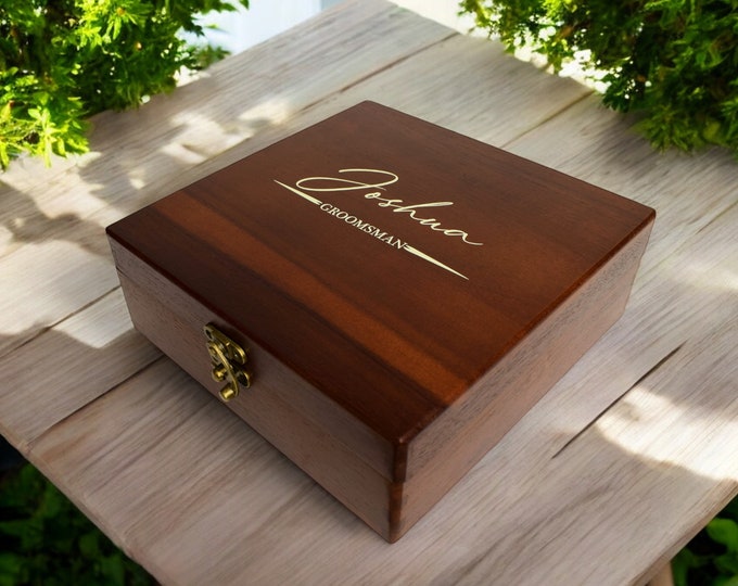 Personalized Acacia Wood Gift Box: Groomsmen Proposal box