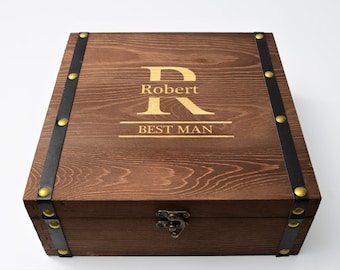 Geschenkbox aus Holz, Groomsman Geschenkbox, Trauzeuge Vorschlag Trauzeugen, personalisierte Trauzeugen Box