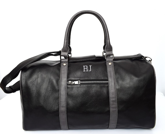 Personalized Brown Duffle Bag, Men's Weekend Travel bag, Carry-on bags, Black weekender bags Overnight travel bags for men C