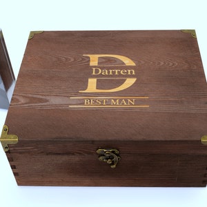 Gift box, Groomsmen gift box, Keepsake gift box, grooms gift box, wooden gift box, gift for him, grooms gift, rustic box image 5