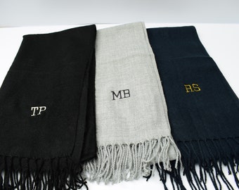 Personalized Knit Neck Scarf: Embroidered Viscose Fringe Scarf