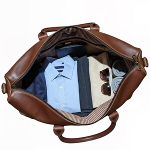 Personalized Faux Leather Duffle Bag Groomsmen Gift Set, Embroidered Travel Bag image 4