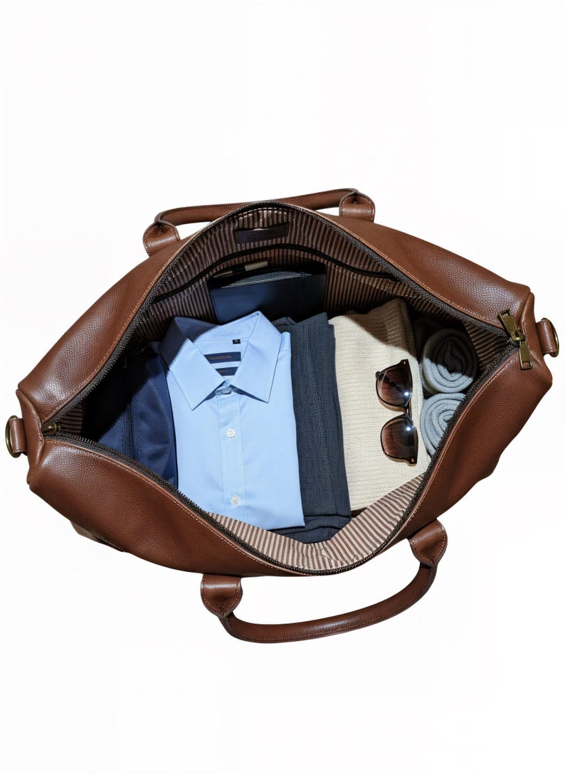 Personalized Faux Leather Duffle Bag Groomsmen Gift Set, Embroidered Travel Bag image 4