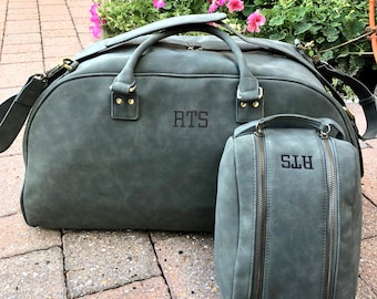 Mens weekend bag set, Groomsman proposal gift set, mens travel bag and wash bag set, weekender bag for mens duffel, mens overnight bag,