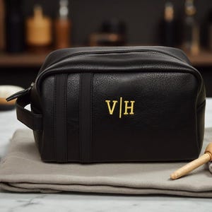 Personalized Vegan Leather Dopp Kit: Groomsmen Gift, Travel Toiletry Bag