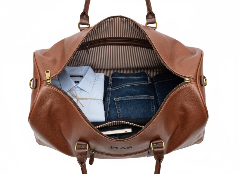 Borsone da viaggio personalizzato in pelle vegana, per il weekend da uomo immagine 5
