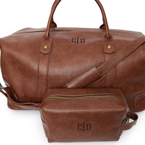 Seesack Bräutigam Geschenk-Set, personalisiertes Groomsmen Geschenk, Reisetasche, Kulturtasche Herren, Trauzeuge Geschenk, Trauzeuge Geschenk, 2 initlas A