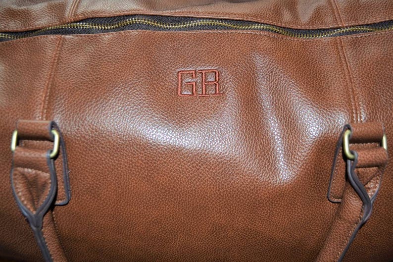 Groomsmen gift Personalized men travel bag, Monogrammed duffle, Men weekend Bag, Weekender Bag Leather look, Groomsmen proposal travel bag R image 10