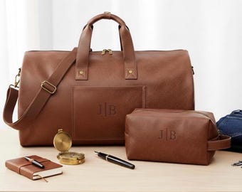 Travel Suit Bag Set: Garment & Wash Bag set, garment bag, brown, black weekend bag, suit bag, washbag, corporate gift