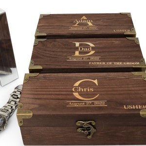 Wooden memory gift box, groomsmen gift proposal box, cigar box personalized, Gift box, Keepsake gift box, Initial box large initial.