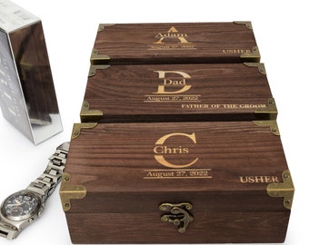 Personalized Rustic Wooden Gift Box: Groomsmen Proposal, Keepsake Box