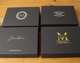 Personalized Black Gift Box: Magnetic Closure, Groomsmen Gift
