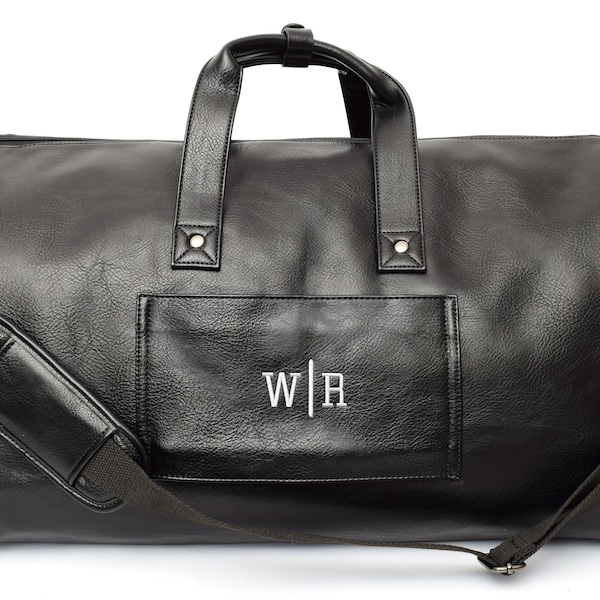 Suit bag for men, Cabin travel bag, weekend bag for groomsmen, black suit bag, brown bag, carry-on suit case, groomsmen gift, 2 initial S