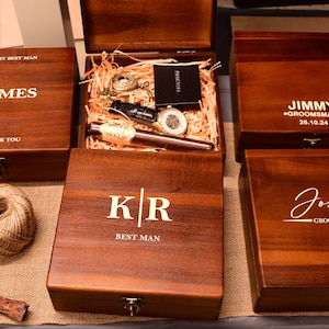 Geschenkbox aus Holz, Groomsman Geschenkbox, Trauzeuge Vorschlag Trauzeugen, personalisierte Trauzeugen Box