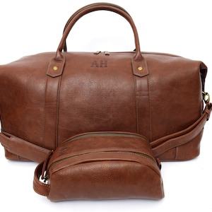 Herren Reisetaschenset, Groomsmen personalisierte Reisetasche für Männer, Handgepäck, Kulturbeutel, Waschtasche mit Reisetasche, Duffle A