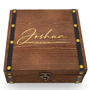 Houten kist, sigarenkistje, grenen geschenkdoos, verjaardagscadeaudoos, stalknecht geschenkdoos, stalknecht voorsteldoos, gepersonaliseerde bruidsjonkersdoos, geschenkdoos