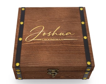 Wooden box, cigar box, pine gift box, birthday gift box, groomsman gift box, groomsman proposal box, personalised groomsmen box, gift box