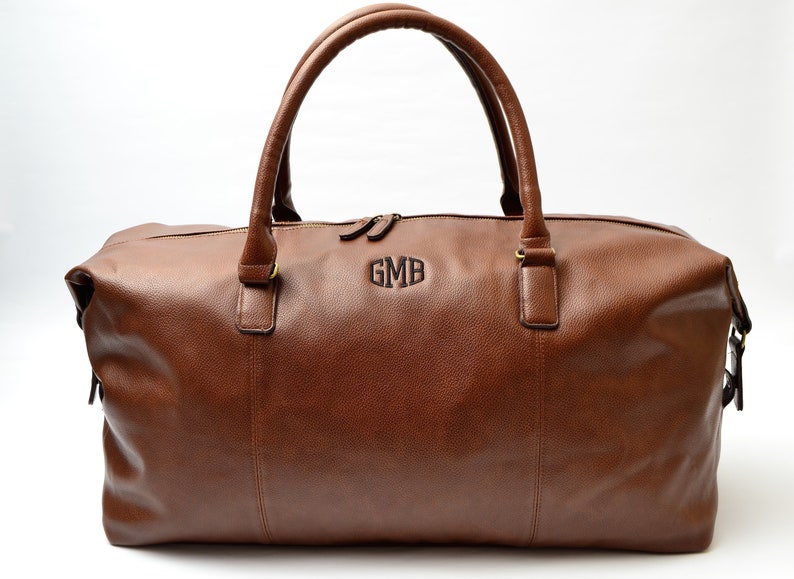 Personalized Mens Travel Bag, Groomsmen gift personalized, Groomsmen Travel bag,Custom bag Groomsmen, Monogrammed duffle bag, Weekend Bags R Brown bag + initials