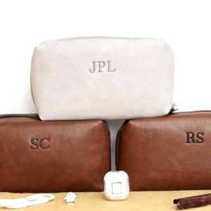 Personalized Vegan Leather Gadget Bag: Travel Cord Organizer