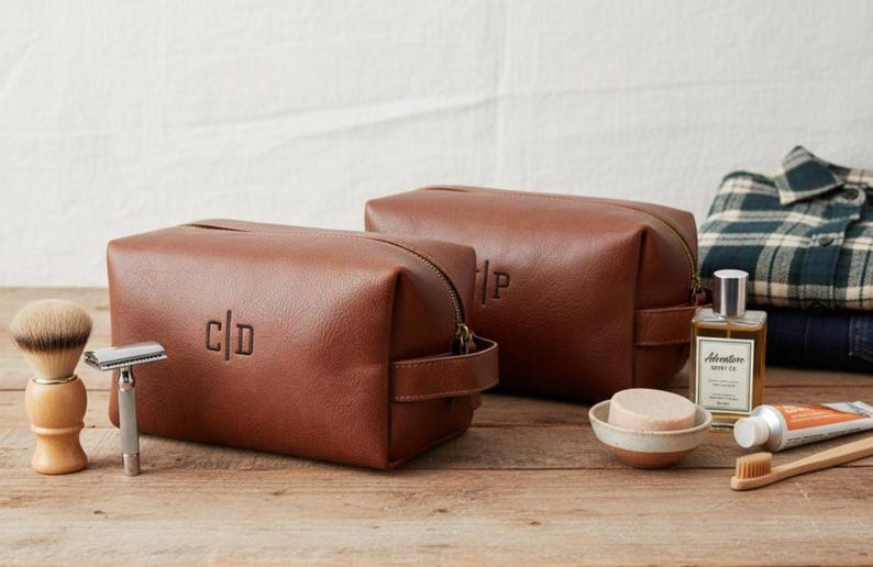 Personalized Faux Leather Duffle Bag Groomsmen Gift Set, Embroidered Travel Bag image 3