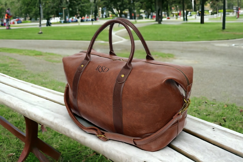 brown large travel bag for men