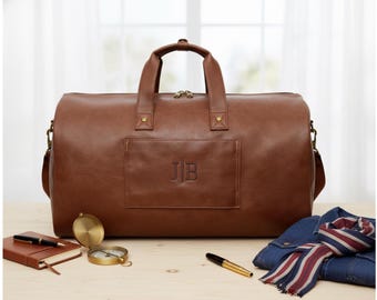 Personalized Groomsmen gift. Travel Suit Bag: Dark Brown Carry-On Garment Duffel S