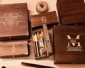 Personalized Groomsmen Gift Box: Laser Engraved Wooden Keepsake
