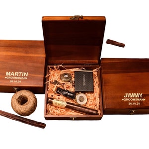Geschenkbox, Geschenkbox für Trauzeugen, Geschenkbox aus Walnussholz, personalisierte Geschenkbox, Trauzeuge Vorschlag, personalisierte Geschenkbox für Trauzeugen