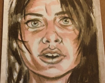 Maggie Lauren Cohan The Walking Dead  Zombie Walker Official Topps Sketch Trading Card by Victor Moreno 1/1