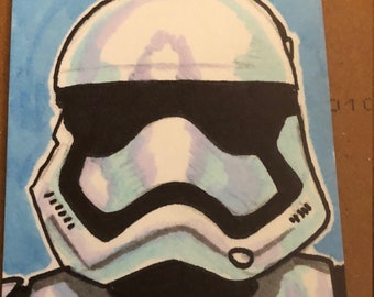 Star Wars New Order Storm Trooper Stormtrooper Official Topps Lucasfilm Sketch Card by artist Victor Moreno 1/1