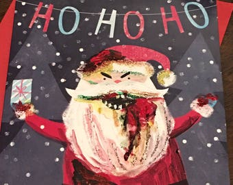 Zombie Undead Santa Claus Christmas Card | Handpainted Christmas Card | Walking Dead Holiday Card