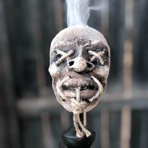 Custom Original hotsell Art Punk Rock Shrunken Head Tiki Cannibal Polynesian Exotica Sculpture