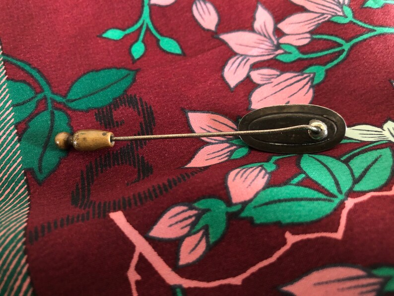 Sterling Silver Stick Pin Brooch with Blister Mother of Pearl Inlay Rare Antique Silver and Abalone Stick Pin