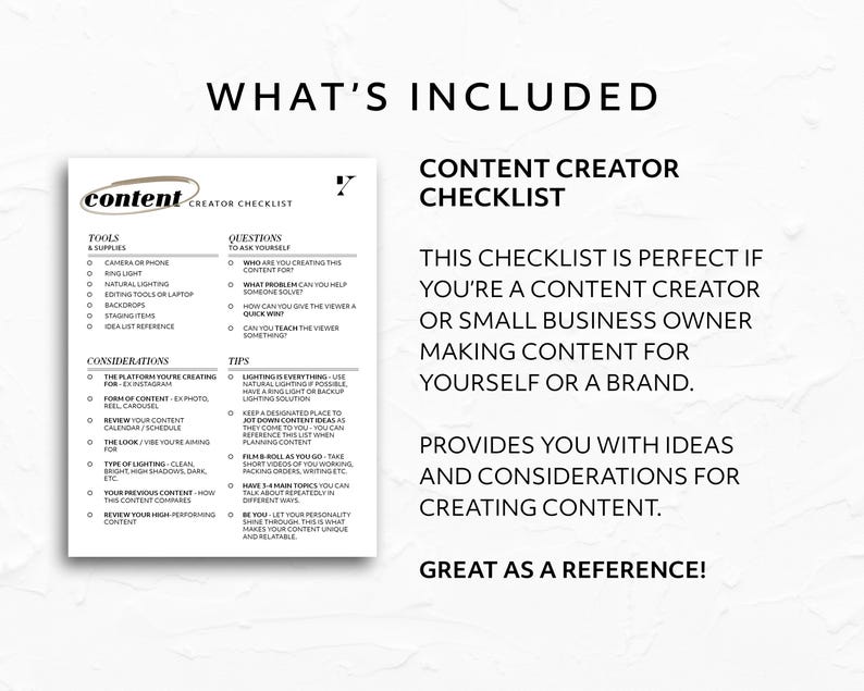 Check List Content Content Creator Checklist Reference for Creator Social Media Manager ...