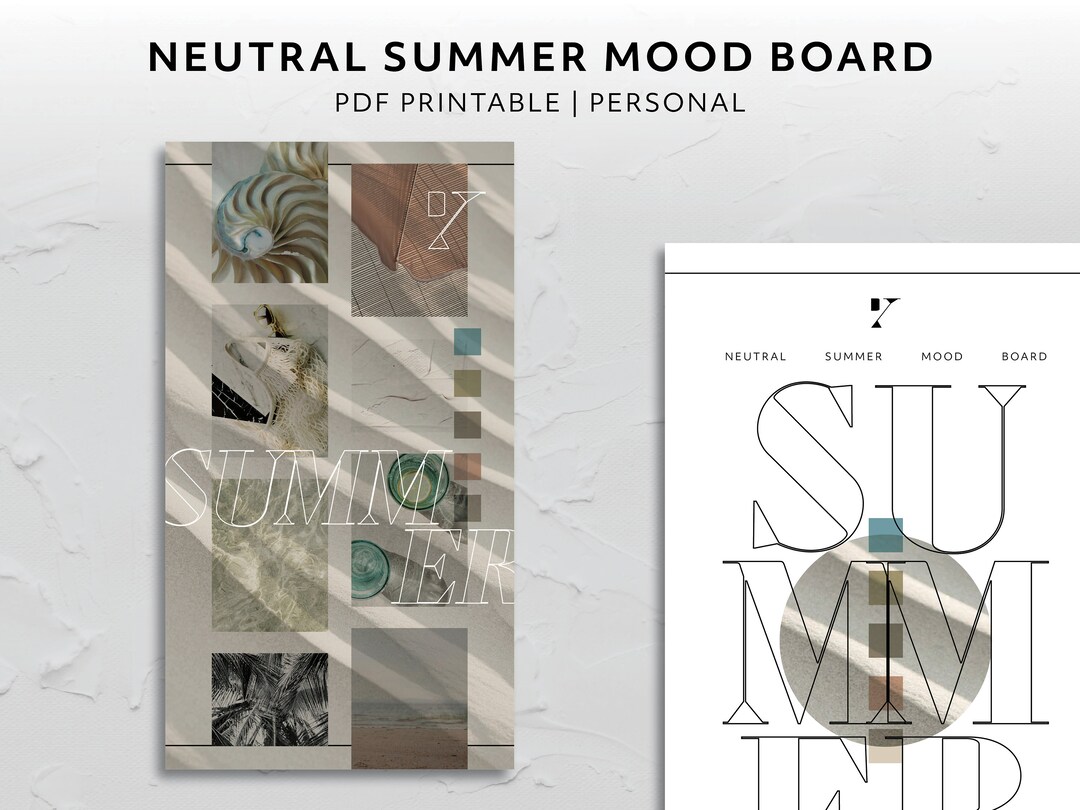 Personal, Neutral Summer Mood Board Planner Dashboard Aesthetic Planner ...
