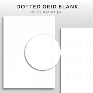 A5, Dotted Grid Blank Refill Simple Notes Lists Sketch Layout Functional Minimal Aesthetic Printable Planner Insert Idea Drawing Grid