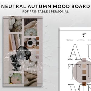 Personal, Neutral Otoño Estado de ánimo Tablero Planificador Tablero Estético Planificador Accesorio Mínimo Imprimible Descargar Portada Decorativa