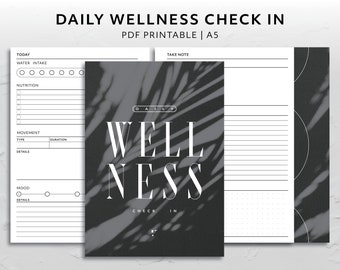 A5, Daily Wellness Journaling Insert with Prompts Guided Journal Health and Wellness Self Care Journal Printable Planner Insert