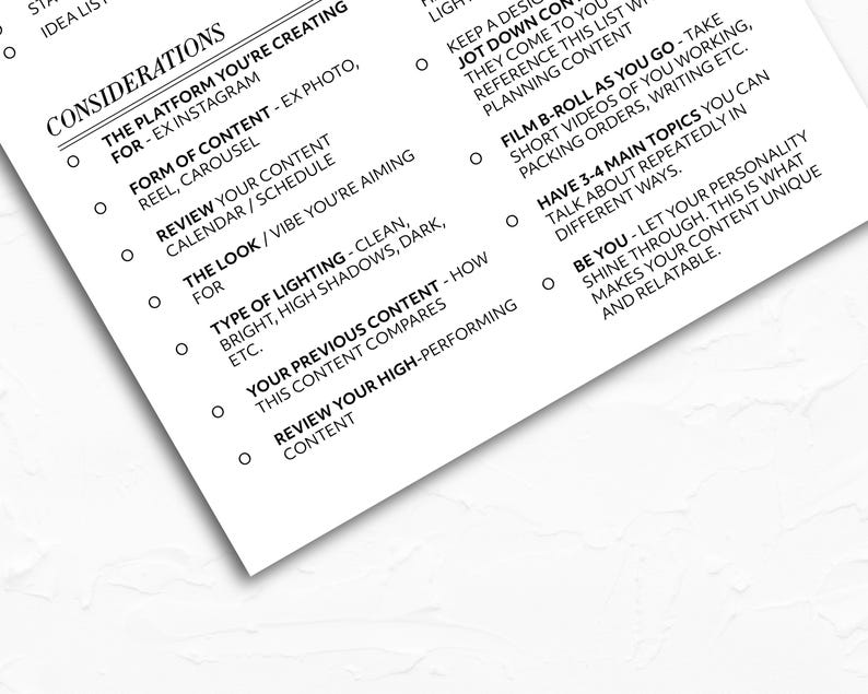 Check List Content Content Creator Checklist Reference for Creator Social Media Manager ...