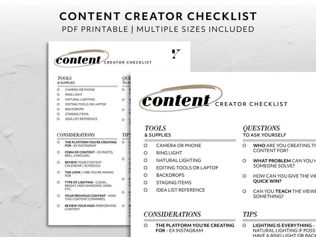 Content Creator Checklist Reference for Creator Social Media Manager Checklist for Small ...